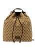 GG Drawstring Backpack, &pound;495, Handbags, Beige/Brown, Canvas, Front view